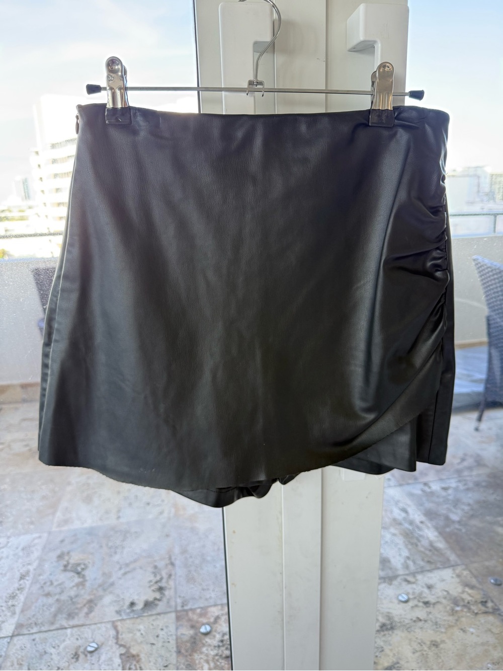 Black Faux Leather Mini Skort